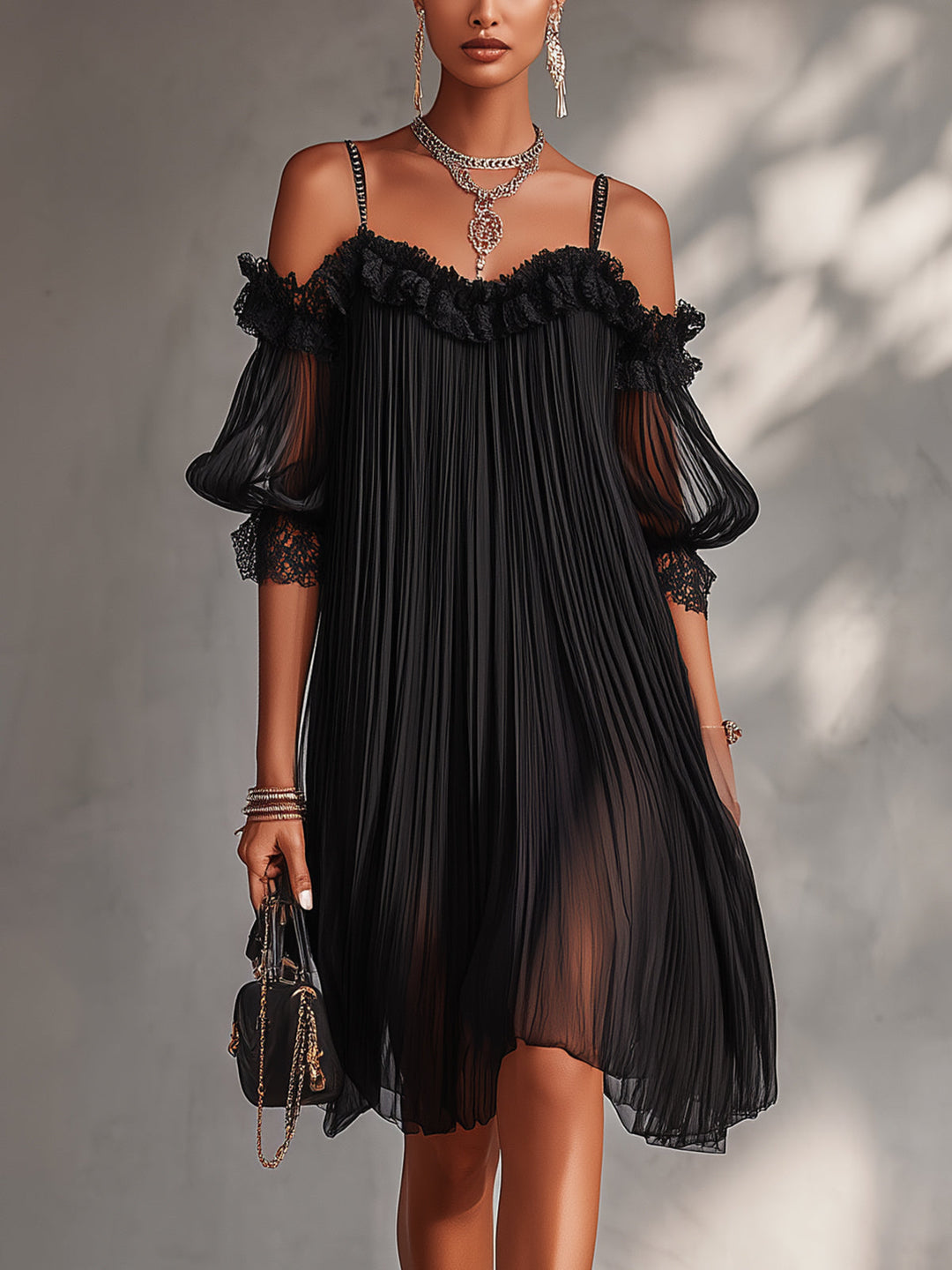 Vittoria | Black Muslin Mini Dress