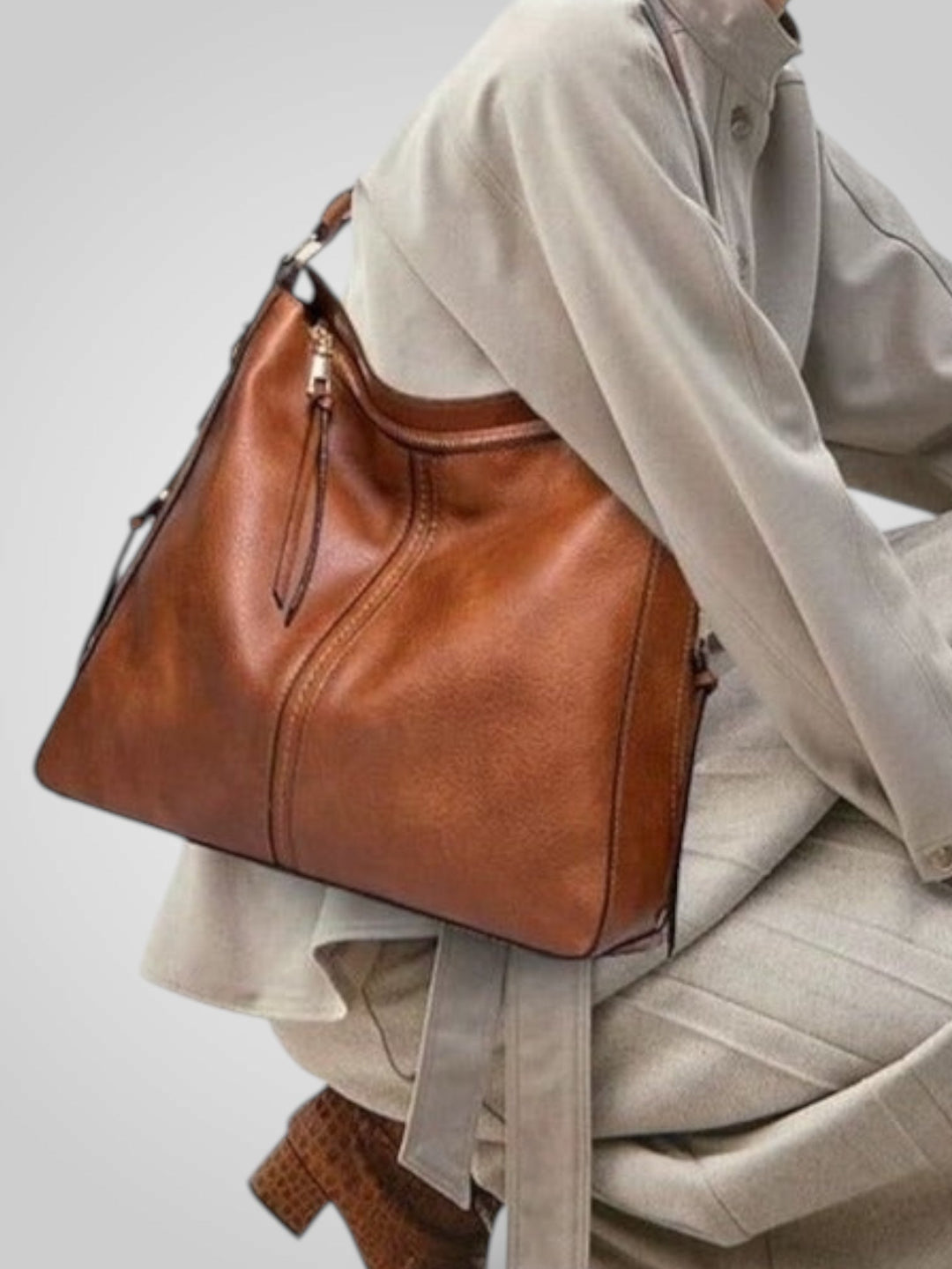 Structured Leather Bag with Convertible Strap