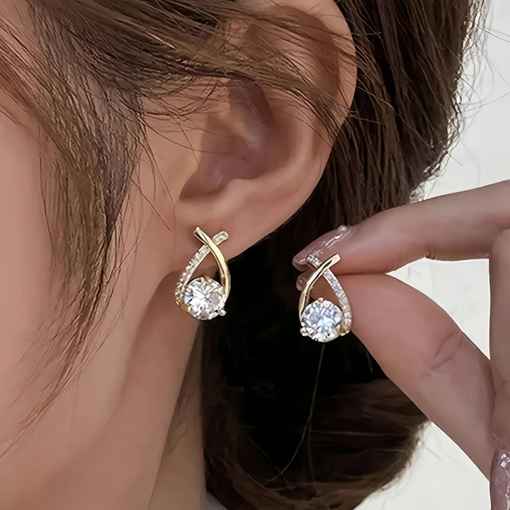 Faith | Gold Cross Earrings with Zirconia