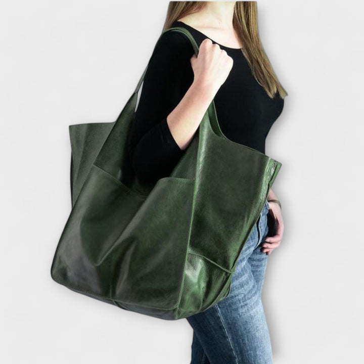 Oversized Faux Leather Weekend Bag