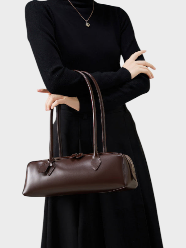 Elongated Leather Shoulder Bag