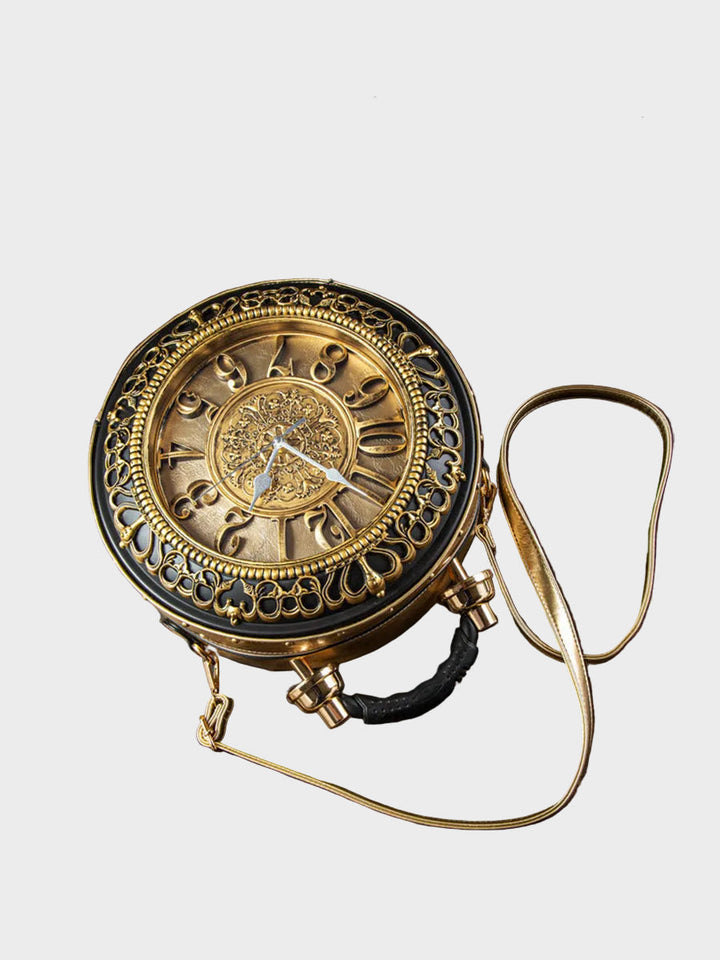 Vintage Clock-Detail Crossbody Bag