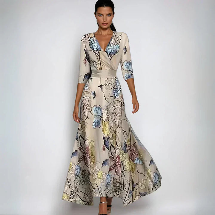 NUALA | ELEGANT FLORAL A-LINE DRESS