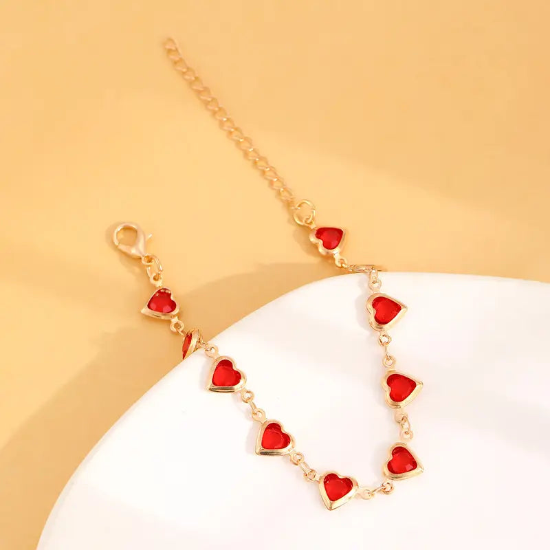 Rosa | Gold Ruby Heart Bracelet