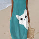 ÉADAOIN | PLAYFUL CAT PRINT MIDI DRESS