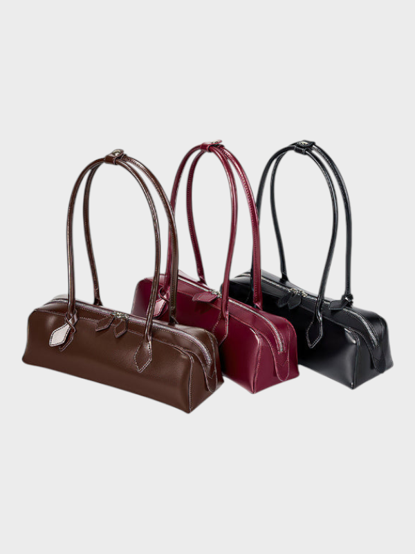 Elongated Leather Shoulder Bag