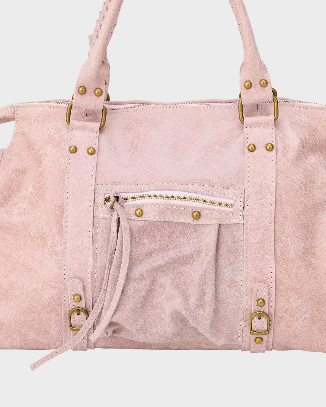 Zip-Top Shoulder Bag with Gold-Tone Hardware