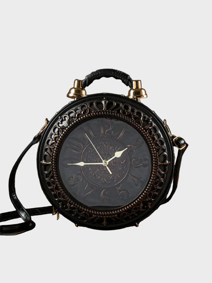 Vintage Clock-Detail Crossbody Bag