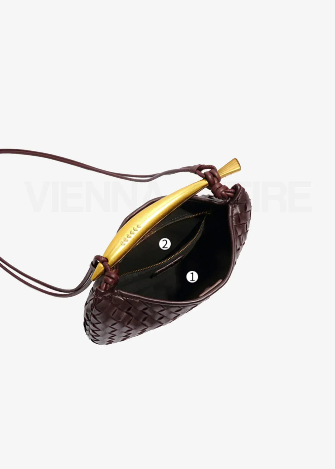 Woven Faux Leather Bag with Gold Handle