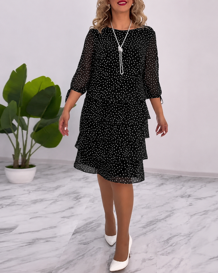 Gladys | Layered Polka Dot Midi Dress