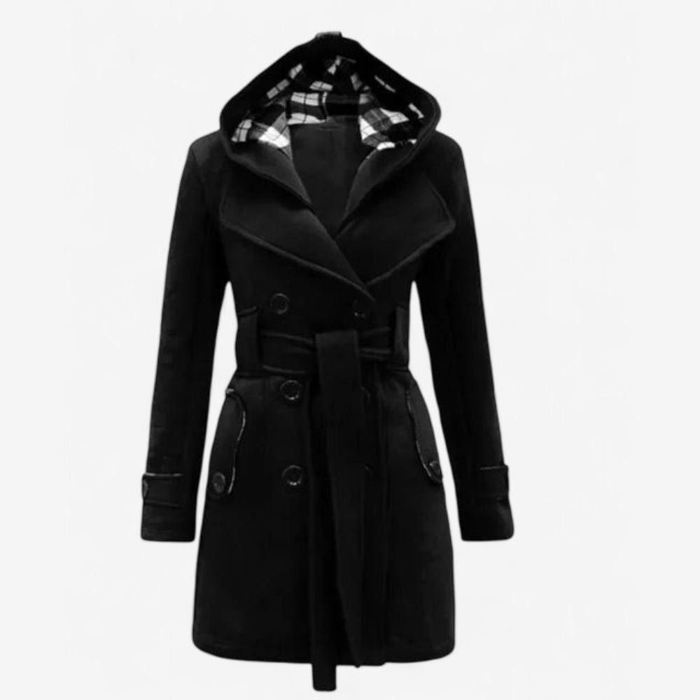 VICTORIA | HOODED TRENCH COAT WITH BUTTON FRONT