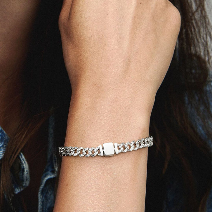 Carmen | Moissanite Curb Chain Bracelet