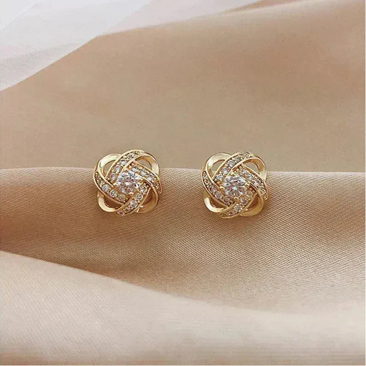 Sybil | Gold Spiral Earrings with Crystals