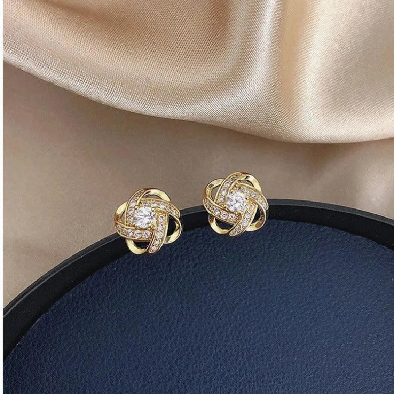 Sybil | Gold Spiral Earrings with Crystals