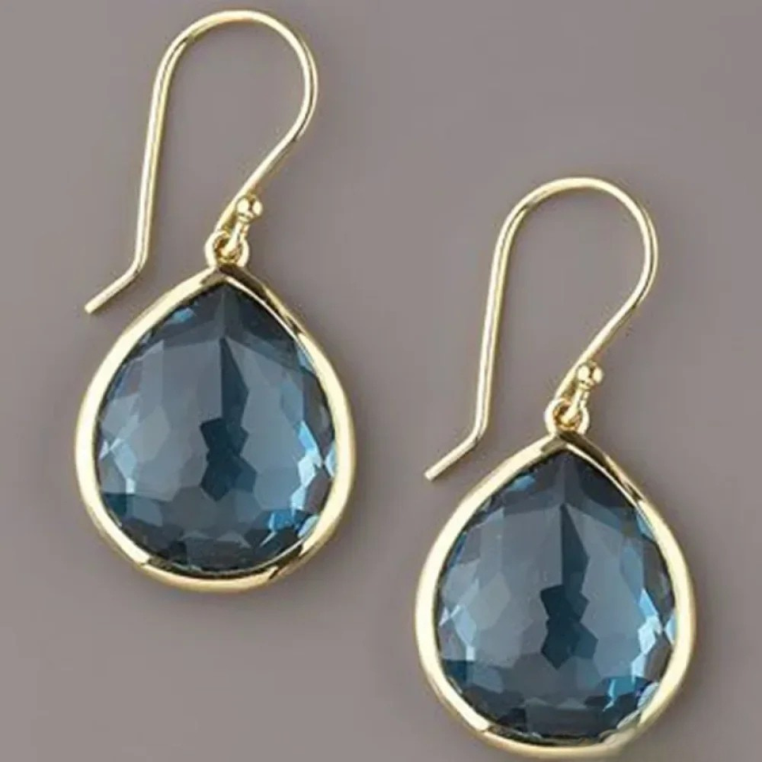 Marcia | Retro Drop Earrings with Blue Crystals