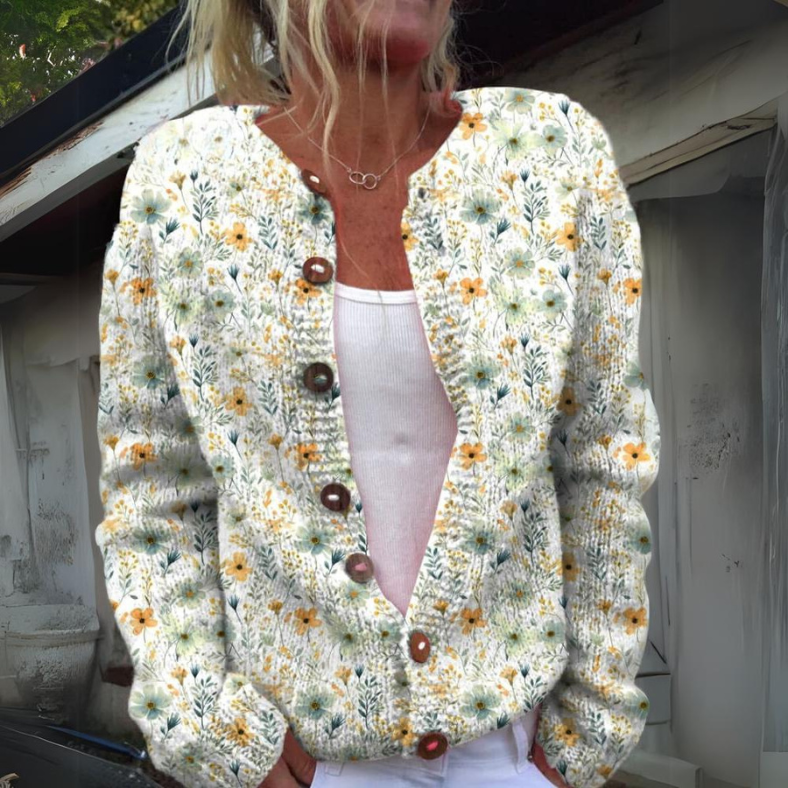 AGNES | FLORAL PRINT BUTTON CARDIGAN