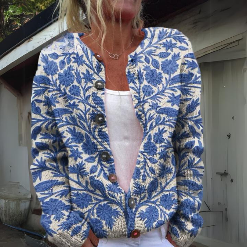 AGNES | FLORAL PRINT BUTTON CARDIGAN