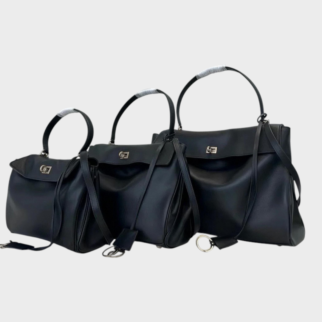 Structured Leather Handbag with Magnetic Flap