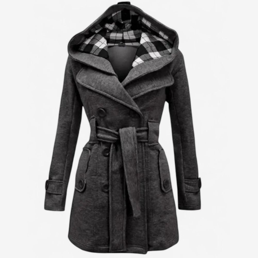 VICTORIA | HOODED TRENCH COAT WITH BUTTON FRONT
