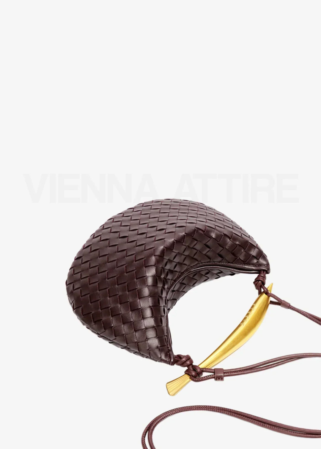Woven Faux Leather Bag with Gold Handle