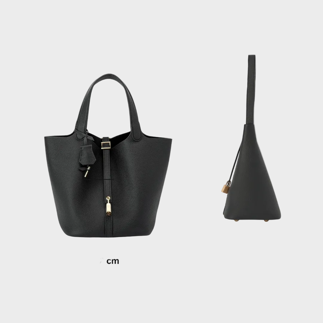 Pebbled Handbag with Lock Detail