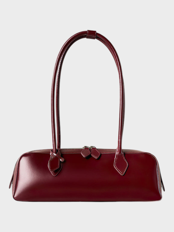 Elongated Leather Shoulder Bag