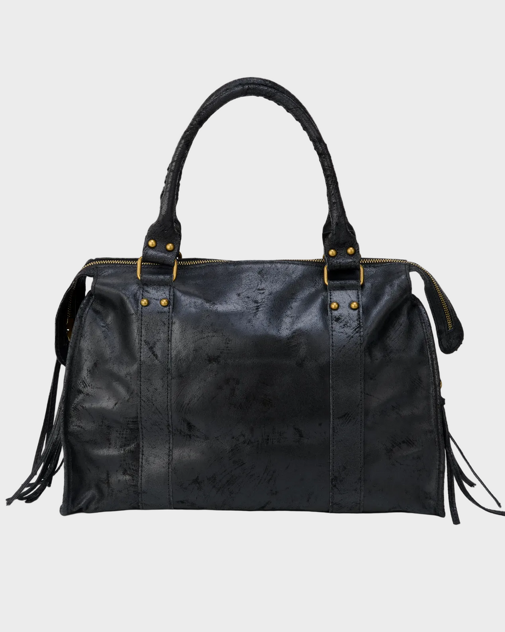 Leather Tote Bag with Gold-Tone Hardware