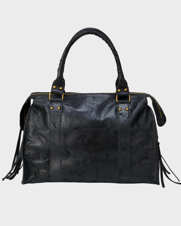 Leather Tote Bag with Gold-Tone Hardware