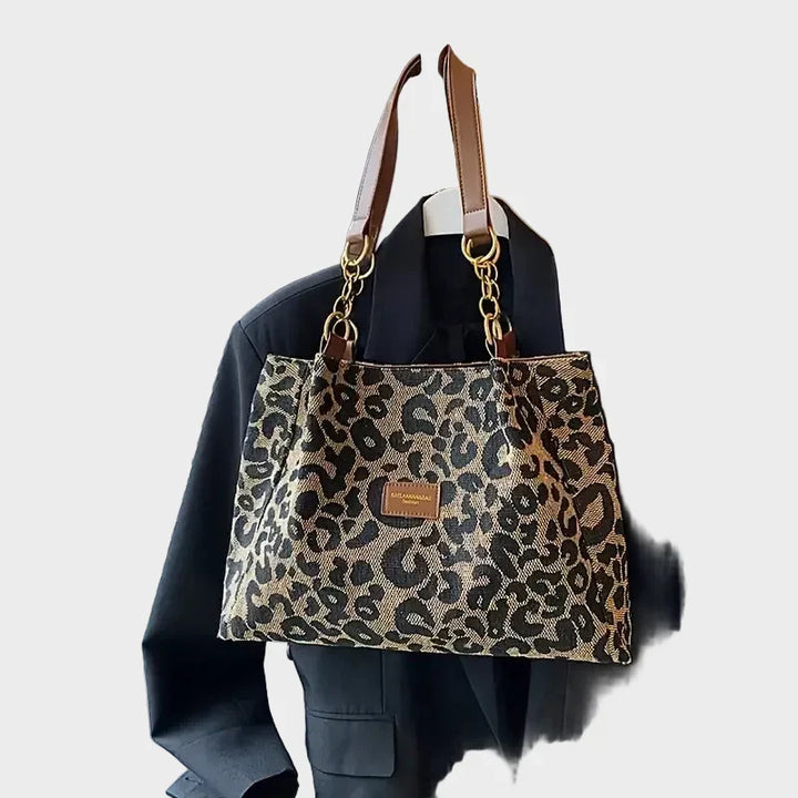 Woven Leopard Print Tote