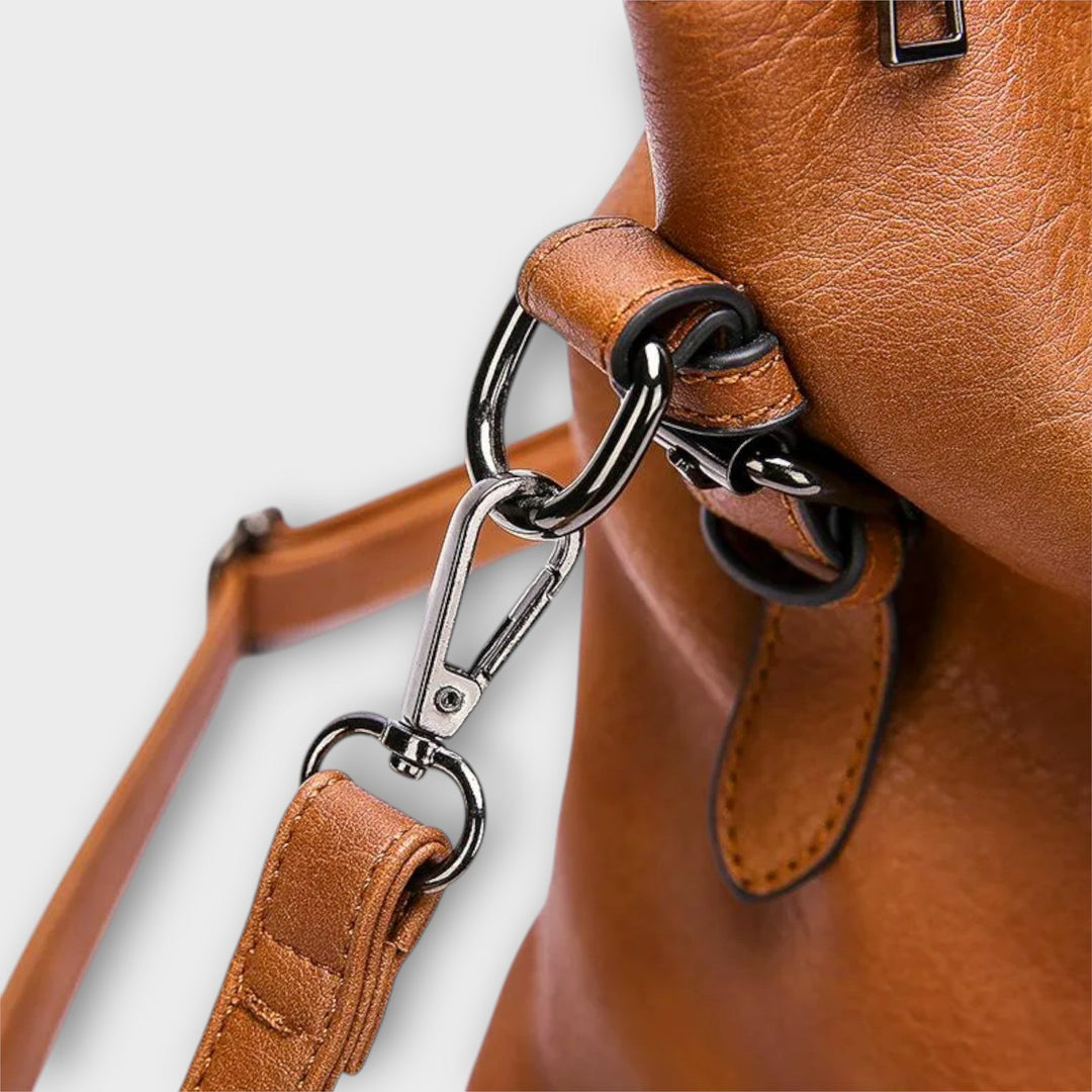 Leather Shoulder Bag with Magnetic Flap