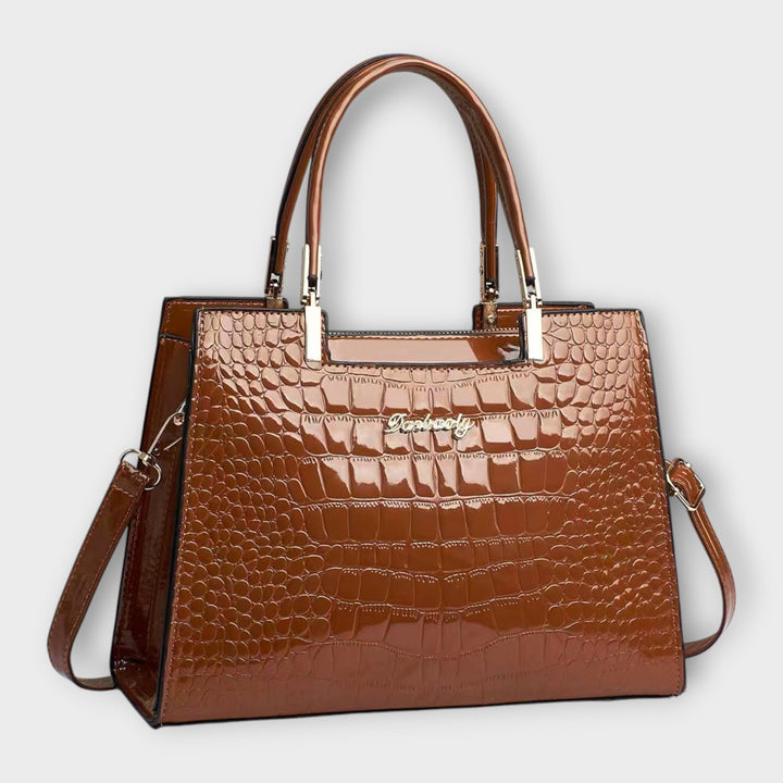 Faux Leather Bag with Crocodile-Embossed Finish
