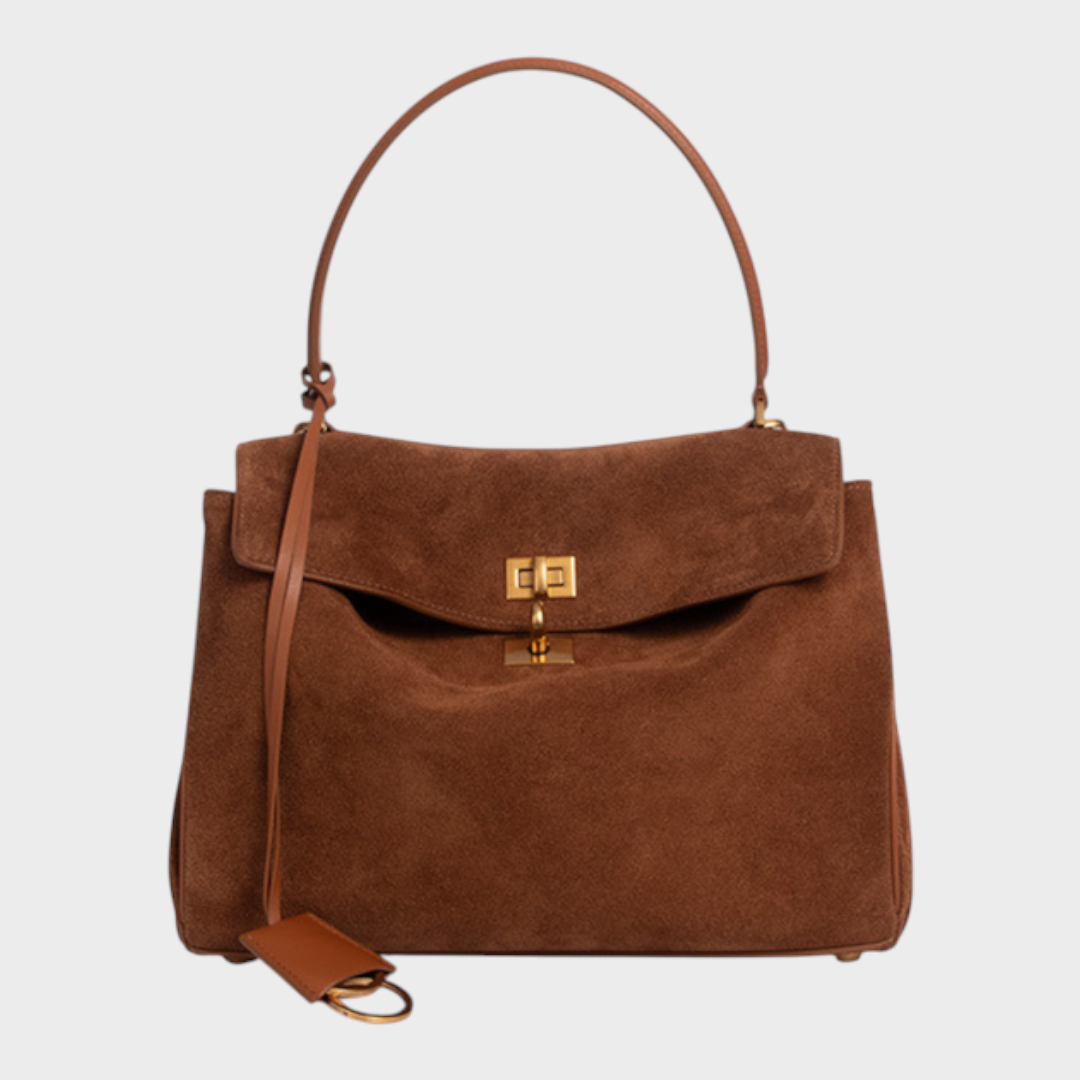 Structured Leather Handbag with Magnetic Flap