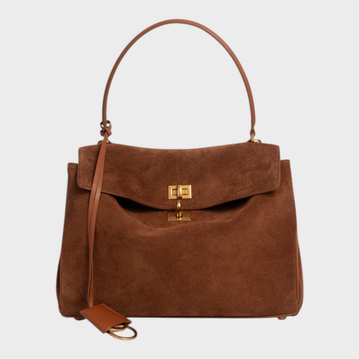 Structured Leather Handbag with Magnetic Flap