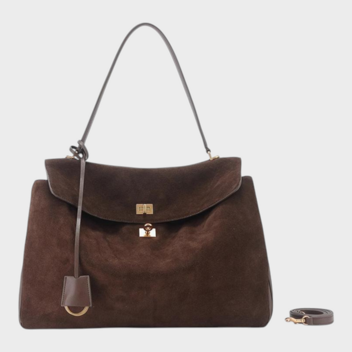 Structured Leather Handbag with Magnetic Flap