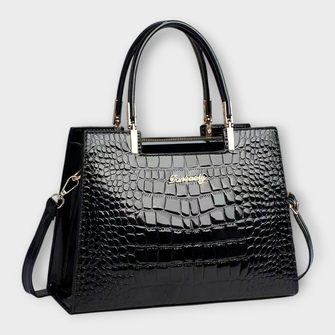 Faux Leather Bag with Crocodile-Embossed Finish