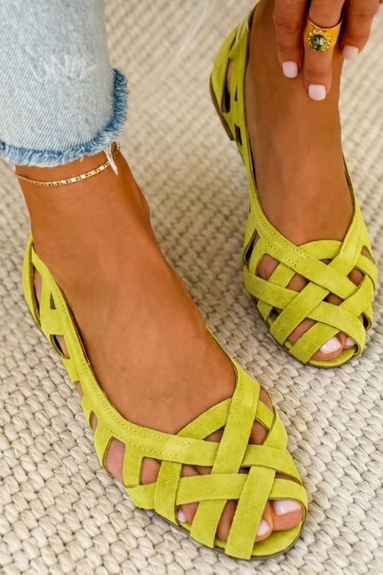 ELSPETH | WOVEN OPEN-TOE FLAT SANDALS