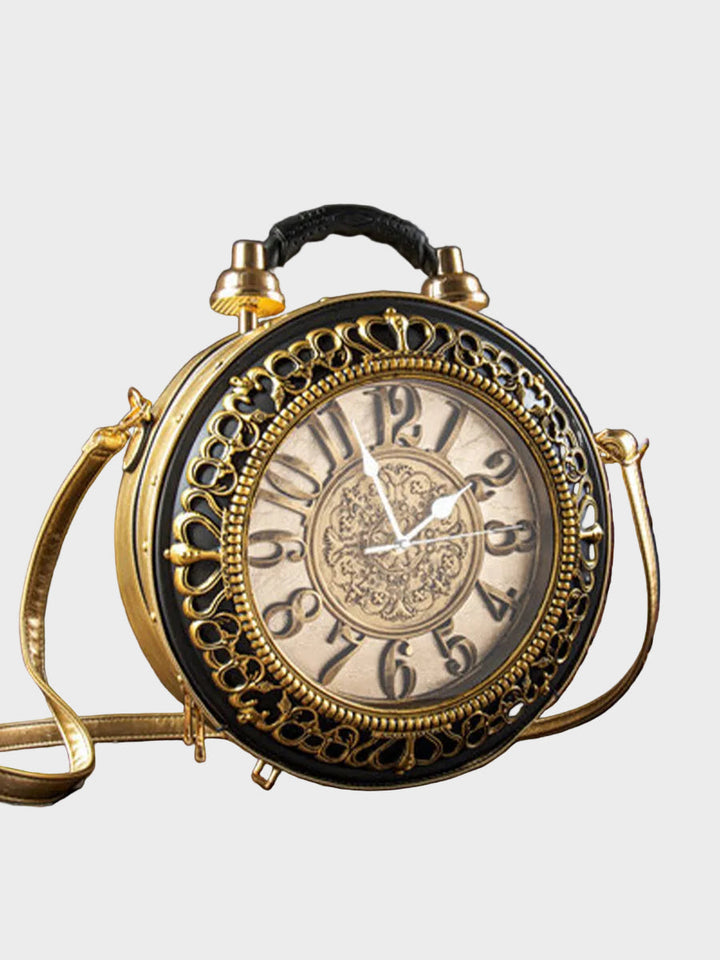 Vintage Clock-Detail Crossbody Bag