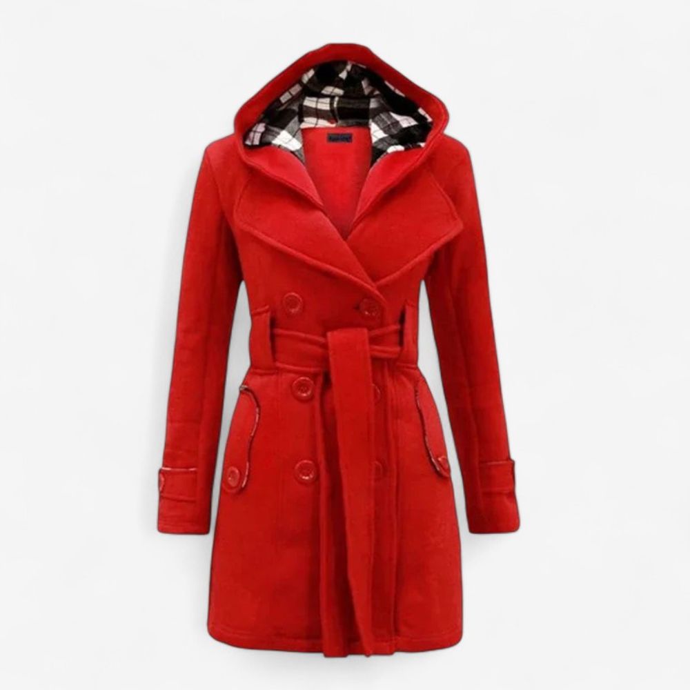 VICTORIA | HOODED TRENCH COAT WITH BUTTON FRONT