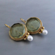Mavis | Retro Earrings with Green Stones and Pearls