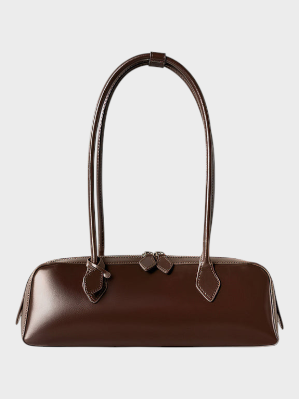 Elongated Leather Shoulder Bag