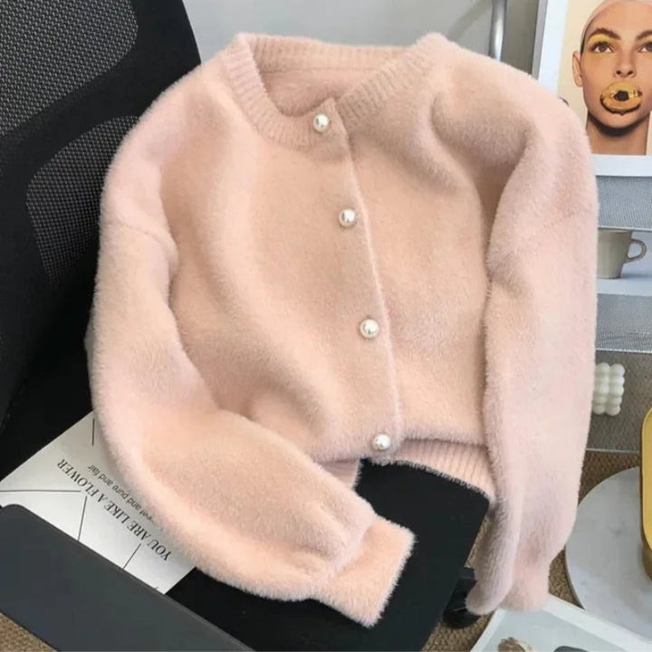 EDITH | ROUND-NECK CARDIGAN WITH PEARL BUTTONS