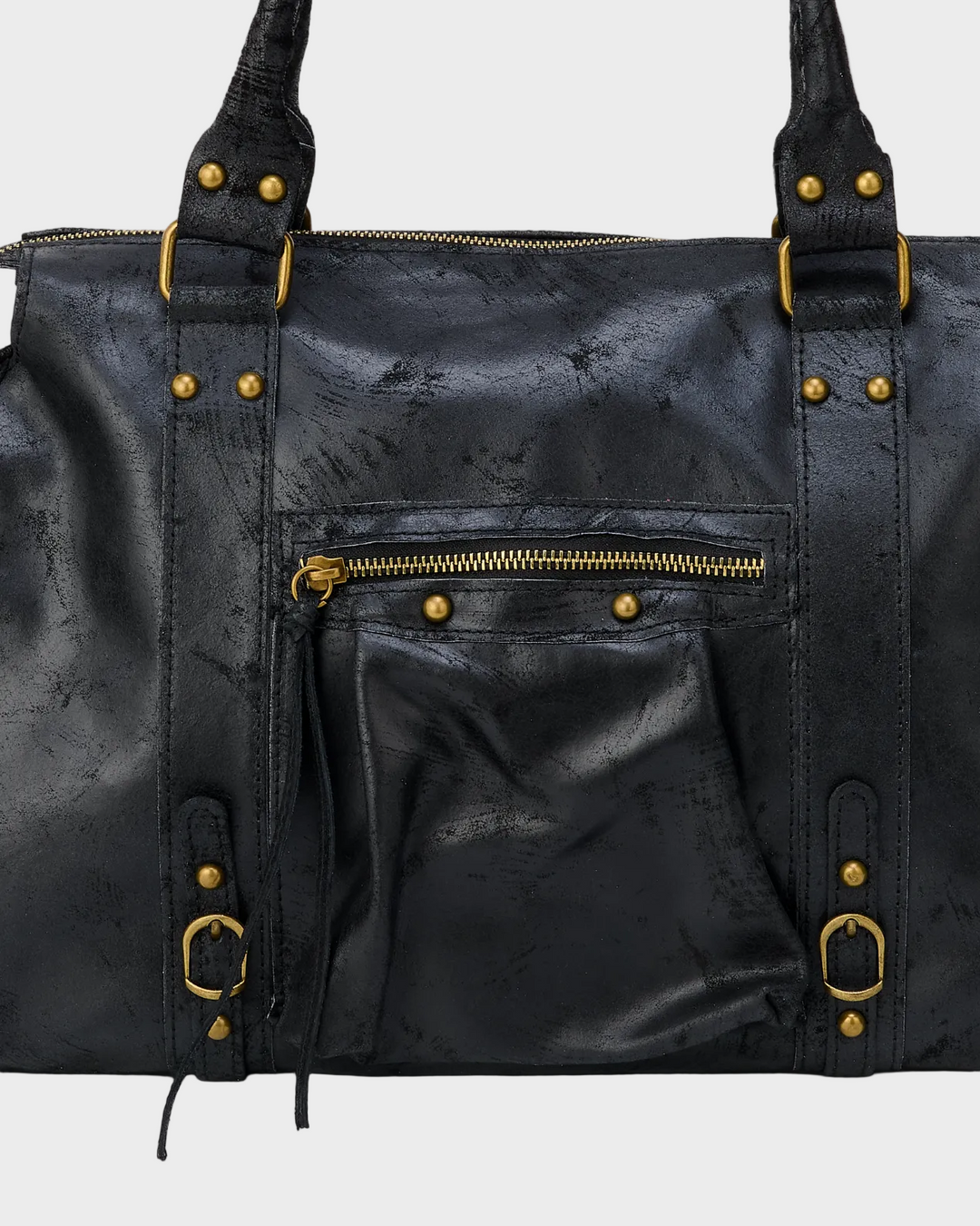 Leather Tote Bag with Gold-Tone Hardware