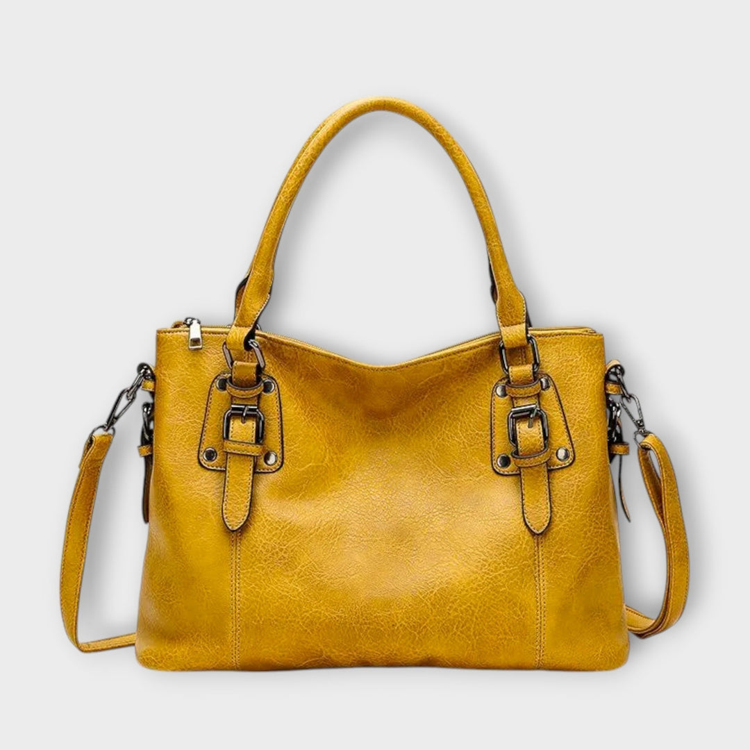 Leather Shoulder Bag with Magnetic Flap