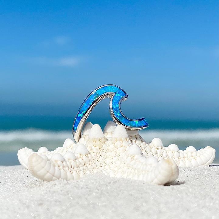 Isolde | Silver Wave Ring with Blue Opal