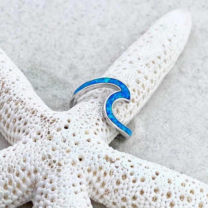 Isolde | Silver Wave Ring with Blue Opal