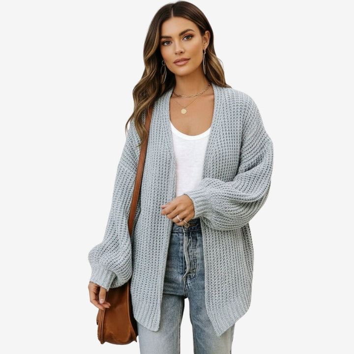 HAZEL | OPEN-FRONT RIBBED LONG SLEEVE CARDIGAN