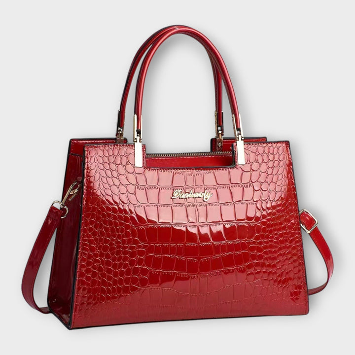 Faux Leather Bag with Crocodile-Embossed Finish