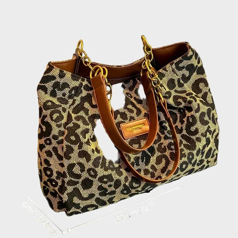 Woven Leopard Print Tote