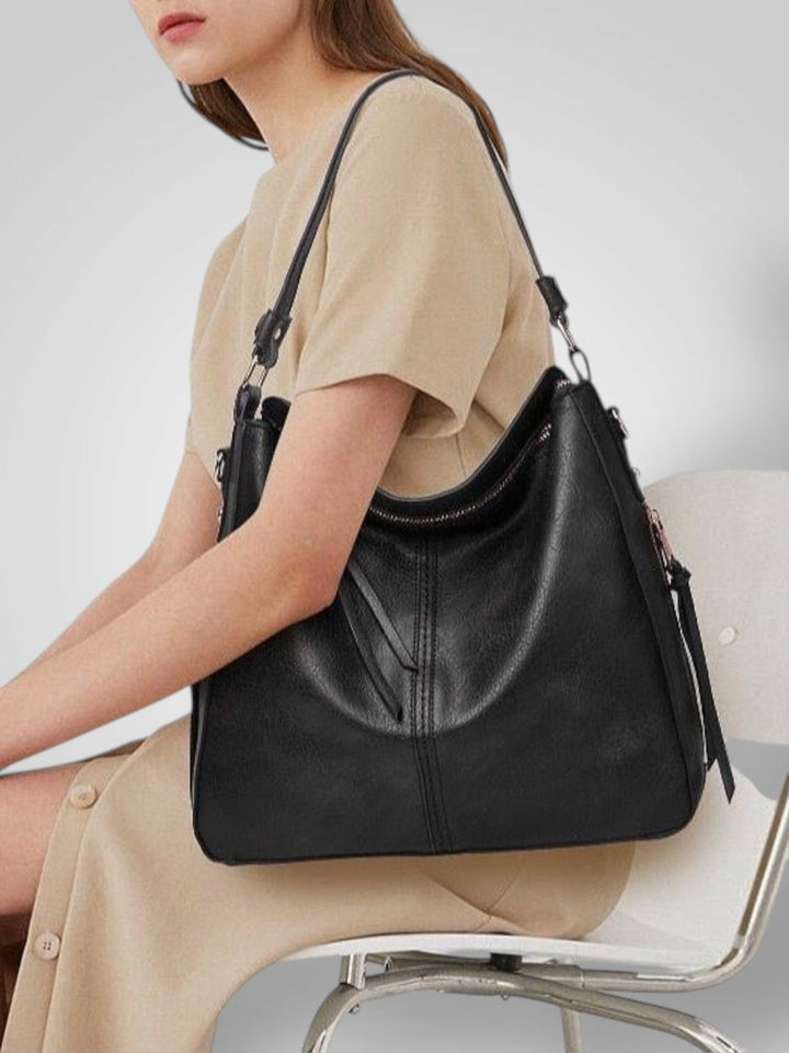 Structured Leather Bag with Convertible Strap
