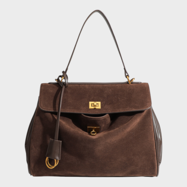 Structured Leather Handbag with Magnetic Flap